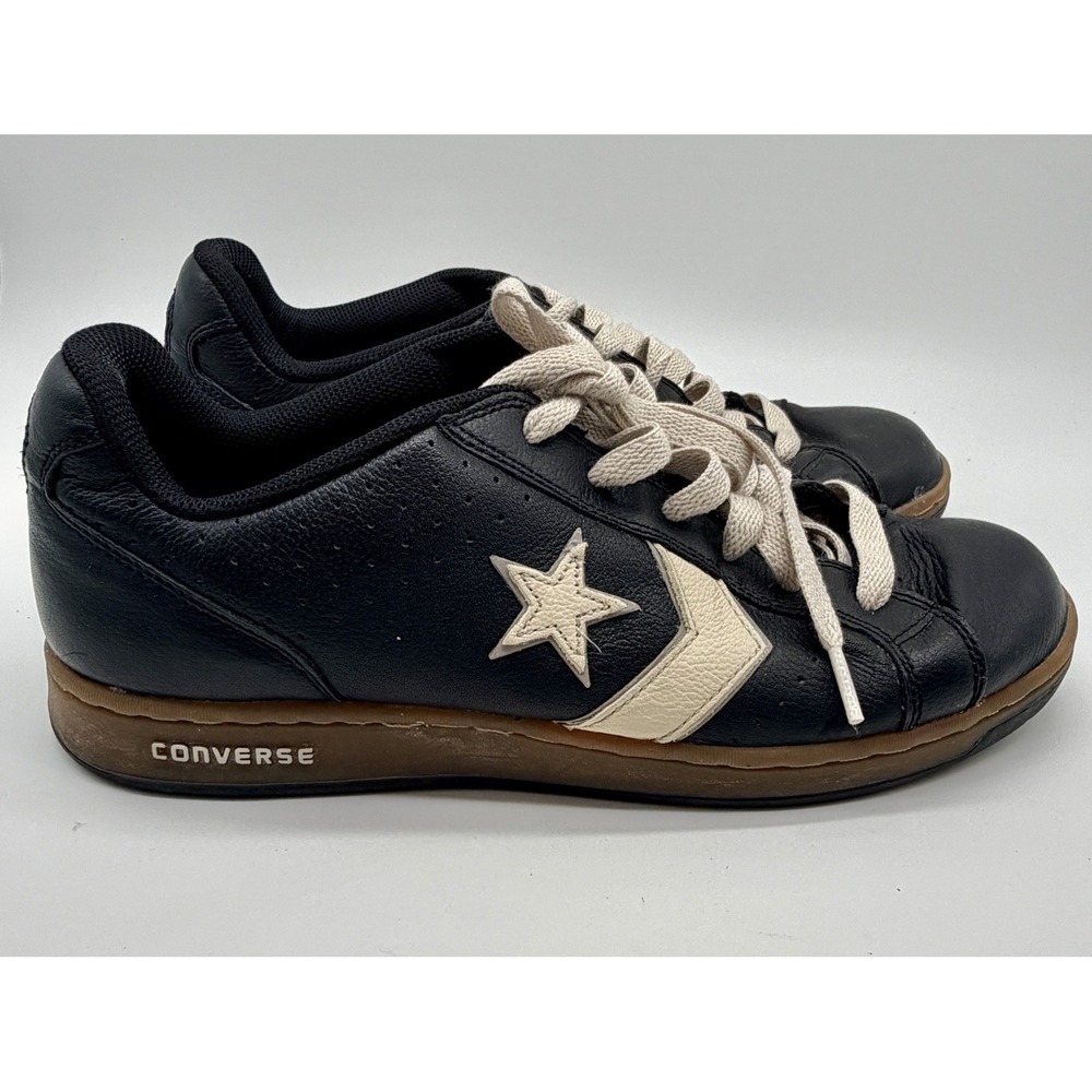 Vtg Converse Pro Shoe Men's Sz 10.5 Black White Leather Skate Ox